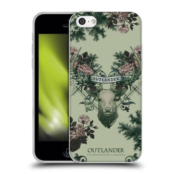 Outlander Composed Graphics Floral Deer Soft Gel Case for Apple iPhone 5c