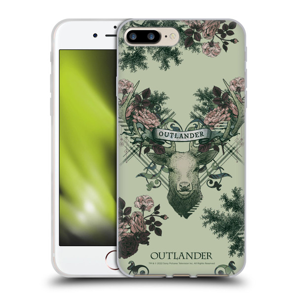 Outlander Composed Graphics Floral Deer Soft Gel Case for Apple iPhone 7 Plus / iPhone 8 Plus