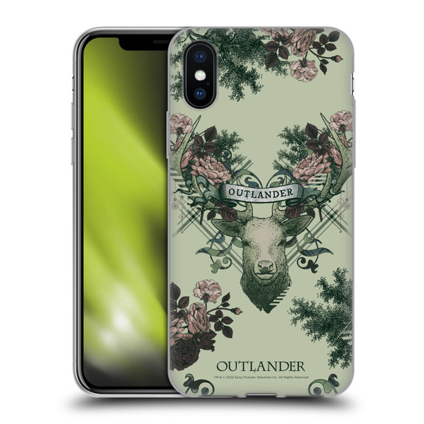 Outlander Composed Graphics Floral Deer Soft Gel Case for Apple iPhone X / iPhone XS