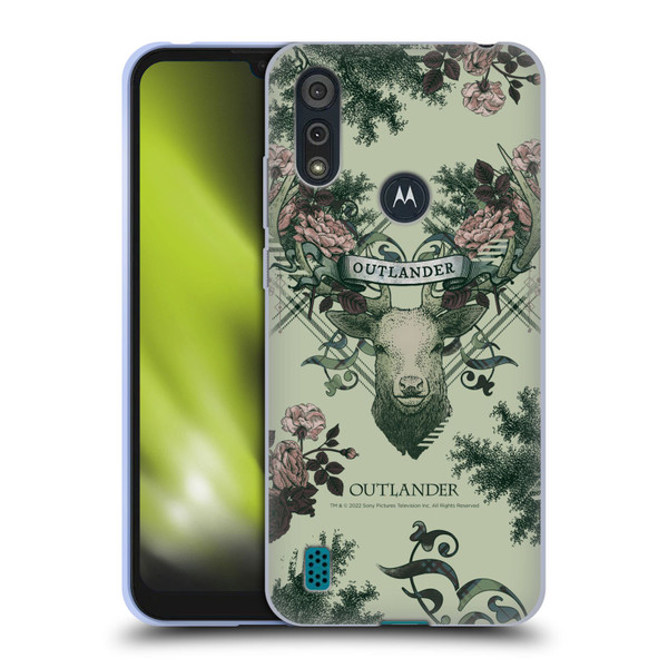 Outlander Composed Graphics Floral Deer Soft Gel Case for Motorola Moto E6s (2020)