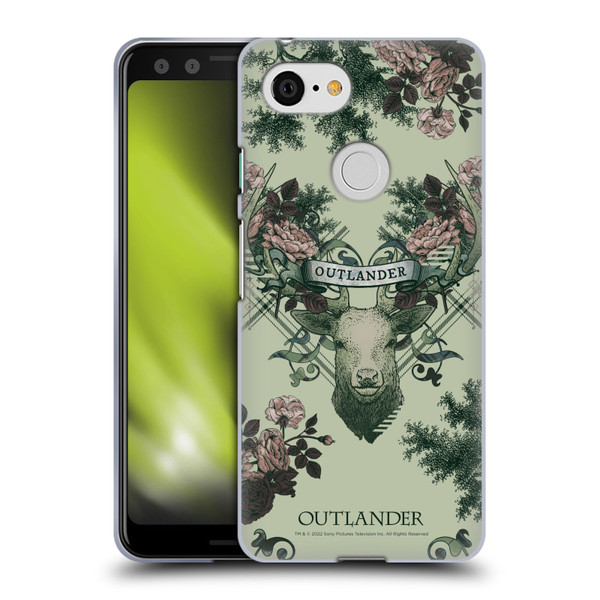 Outlander Composed Graphics Floral Deer Soft Gel Case for Google Pixel 3
