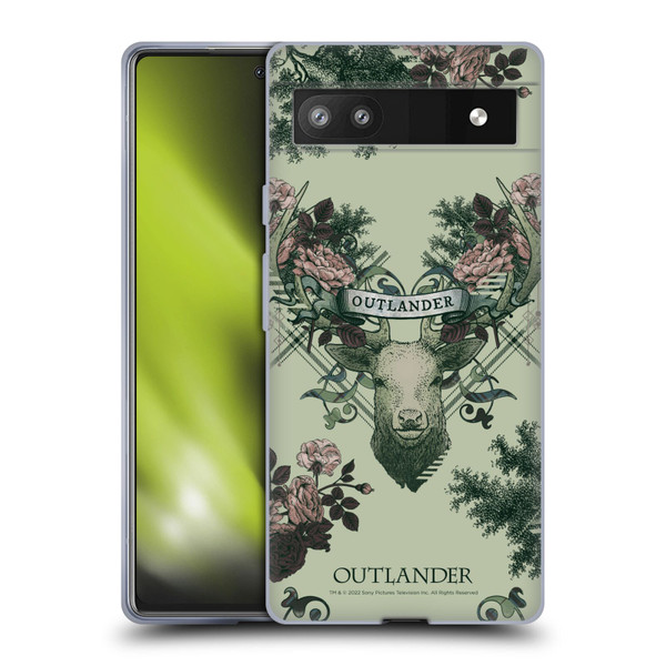 Outlander Composed Graphics Floral Deer Soft Gel Case for Google Pixel 6a