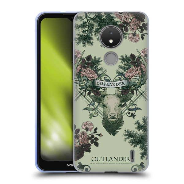 Outlander Composed Graphics Floral Deer Soft Gel Case for Nokia C21