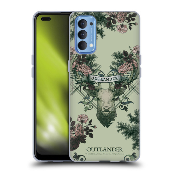 Outlander Composed Graphics Floral Deer Soft Gel Case for OPPO Reno 4 5G