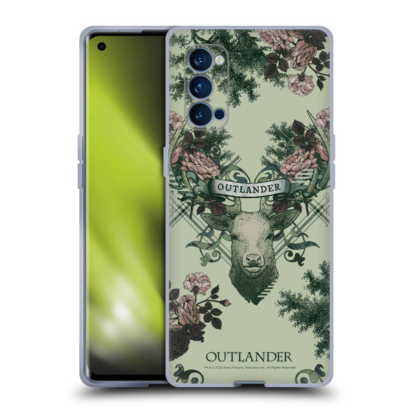 Outlander Composed Graphics Floral Deer Soft Gel Case for OPPO Reno 4 Pro 5G