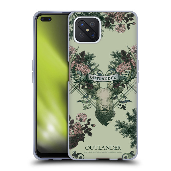 Outlander Composed Graphics Floral Deer Soft Gel Case for OPPO Reno4 Z 5G