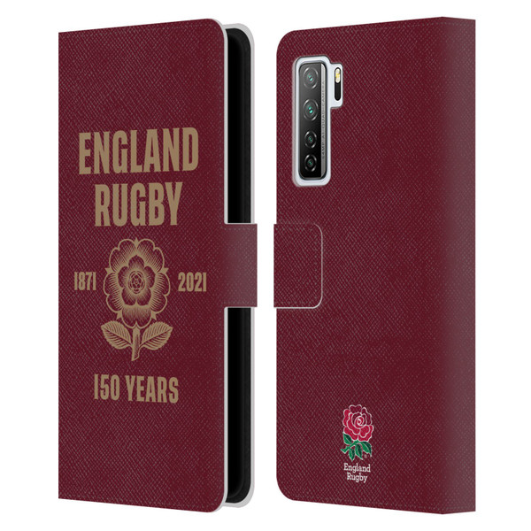 England Rugby Union 150th Anniversary Red Leather Book Wallet Case Cover For Huawei Nova 7 SE/P40 Lite 5G