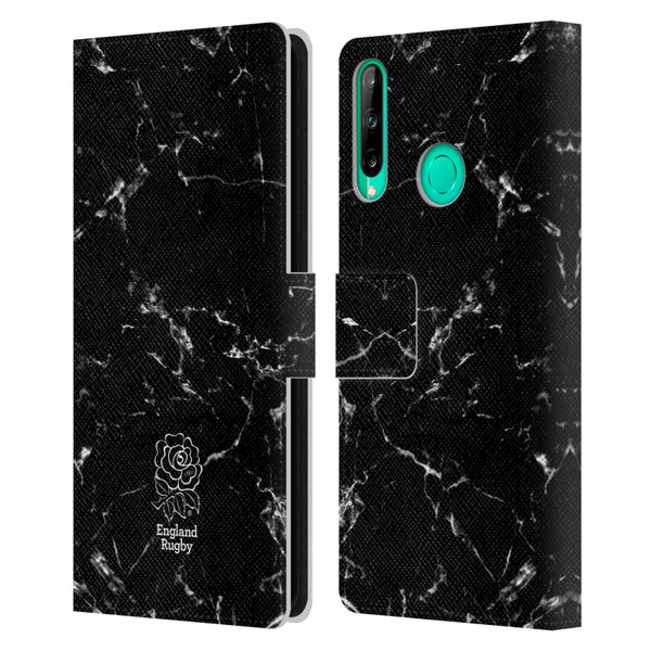 England Rugby Union Marble Black Leather Book Wallet Case Cover For Huawei P40 lite E