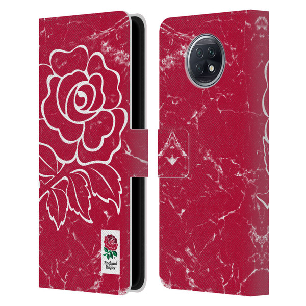 England Rugby Union Marble Red Leather Book Wallet Case Cover For Xiaomi Redmi Note 9T 5G