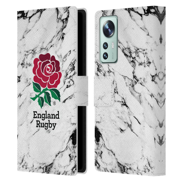 England Rugby Union Marble White Leather Book Wallet Case Cover For Xiaomi 12