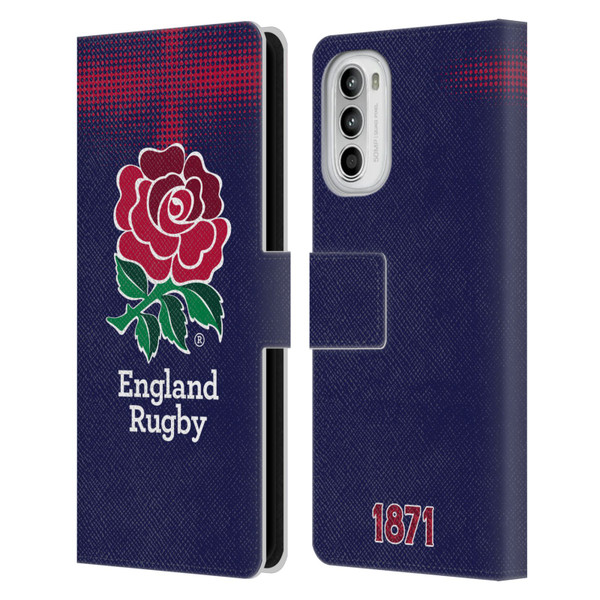England Rugby Union 2016/17 The Rose Alternate Kit Leather Book Wallet Case Cover For Motorola Moto G52