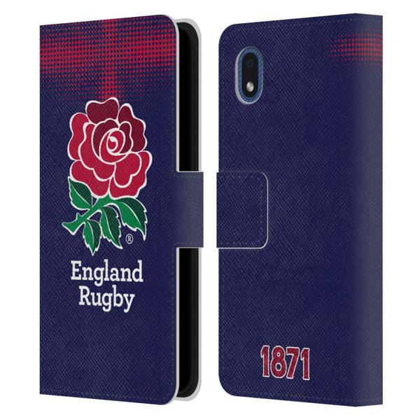 England Rugby Union 2016/17 The Rose Alternate Kit Leather Book Wallet Case Cover For Samsung Galaxy A01 Core (2020)