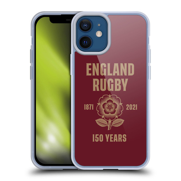 England Rugby Union 150th Anniversary Red Soft Gel Case for Apple iPhone 12 Mini