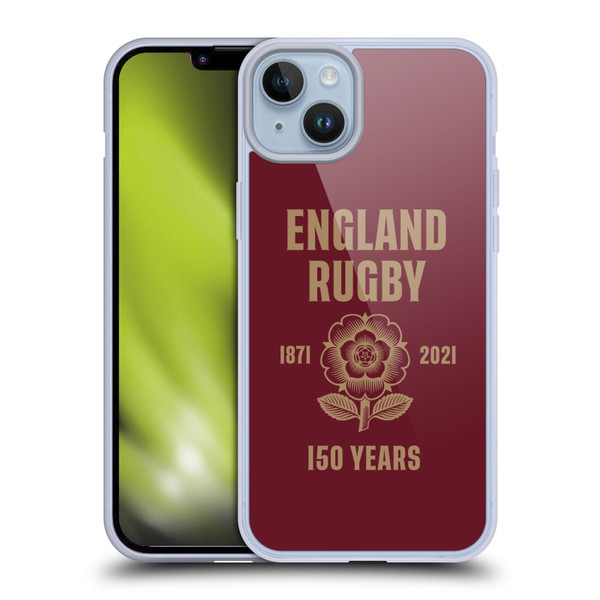 England Rugby Union 150th Anniversary Red Soft Gel Case for Apple iPhone 14 Plus