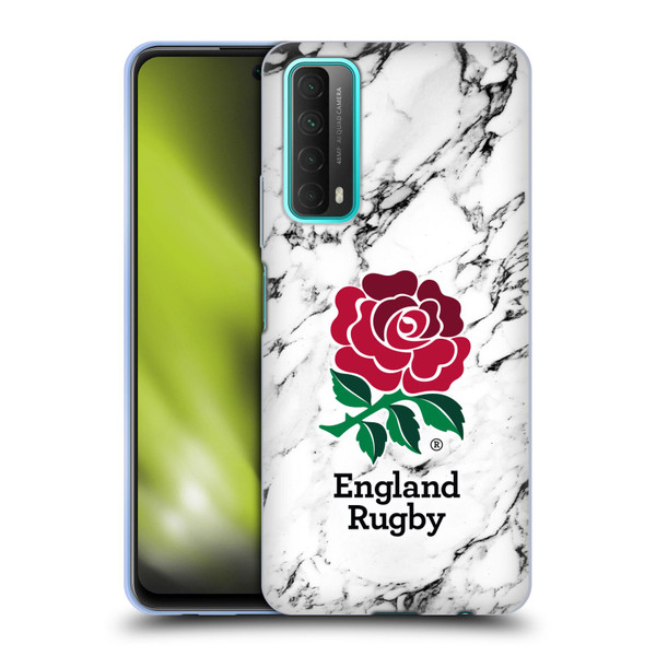 England Rugby Union Marble White Soft Gel Case for Huawei P Smart (2021)