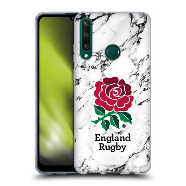 England Rugby Union Marble White Soft Gel Case for Huawei Y6p