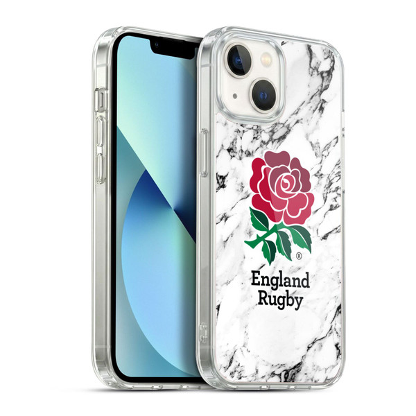 England Rugby Union Marble White Soft Gel Case for Apple iPhone 13