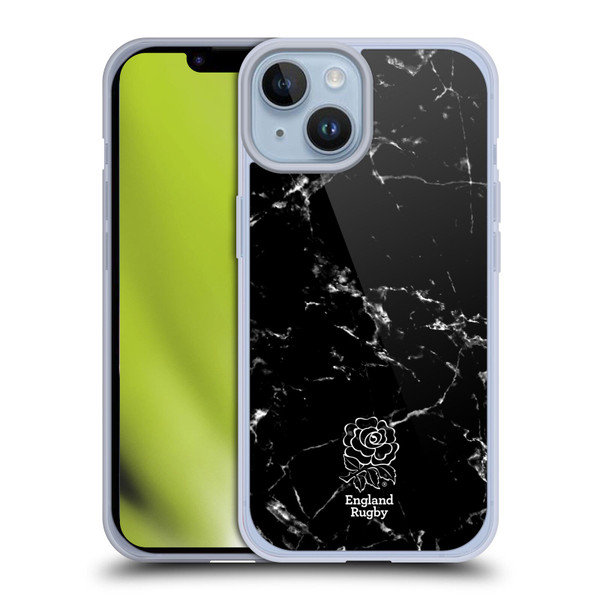 England Rugby Union Marble Black Soft Gel Case for Apple iPhone 14