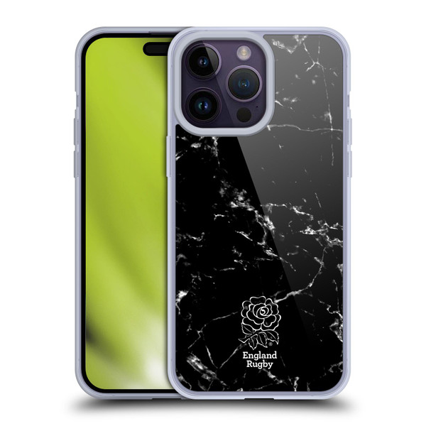 England Rugby Union Marble Black Soft Gel Case for Apple iPhone 14 Pro Max