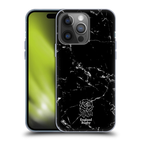 England Rugby Union Marble Black Soft Gel Case for Apple iPhone 14 Pro