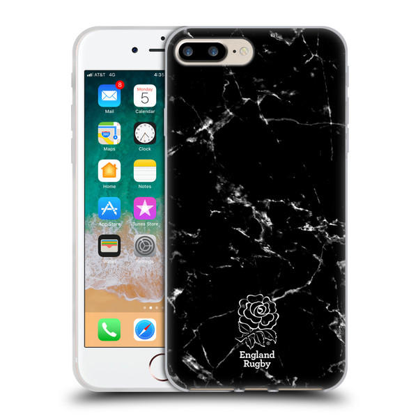 England Rugby Union Marble Black Soft Gel Case for Apple iPhone 7 Plus / iPhone 8 Plus