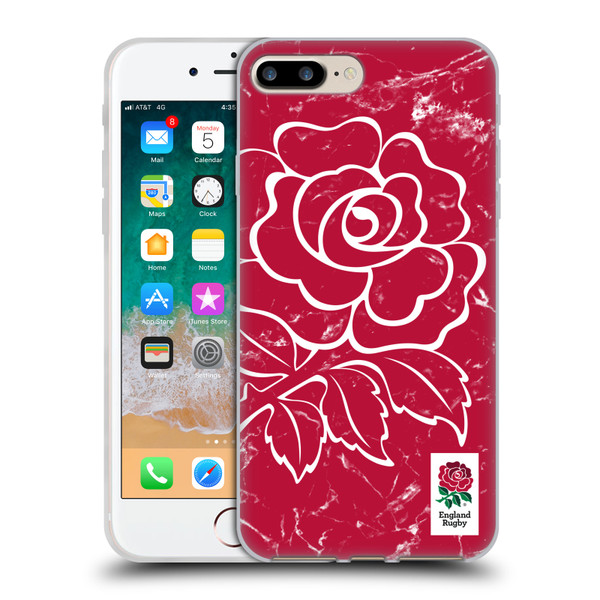 England Rugby Union Marble Red Soft Gel Case for Apple iPhone 7 Plus / iPhone 8 Plus