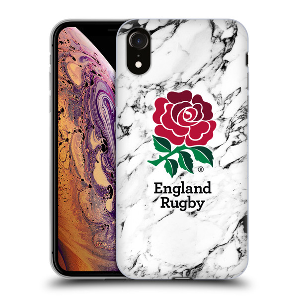 England Rugby Union Marble White Soft Gel Case for Apple iPhone XR