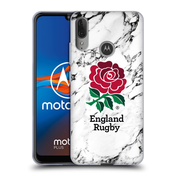 England Rugby Union Marble White Soft Gel Case for Motorola Moto E6 Plus