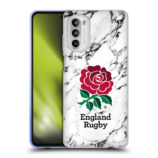 England Rugby Union Marble White Soft Gel Case for Motorola Moto G52