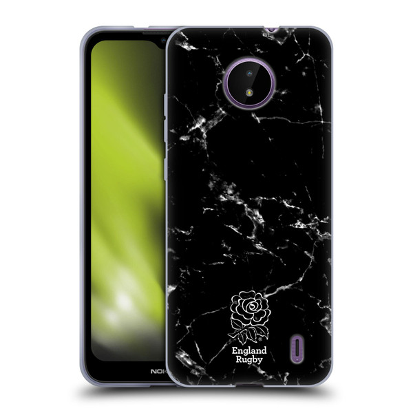 England Rugby Union Marble Black Soft Gel Case for Nokia C10 / C20