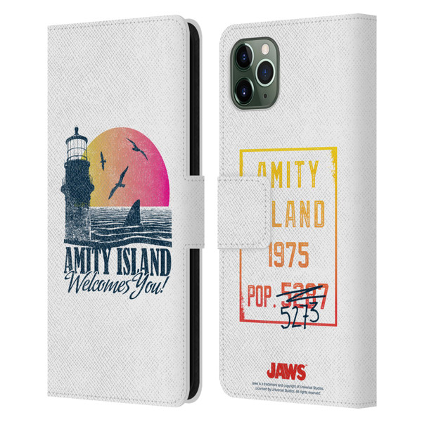 Jaws I Key Art Amity Island Leather Book Wallet Case Cover For Apple iPhone 11 Pro Max