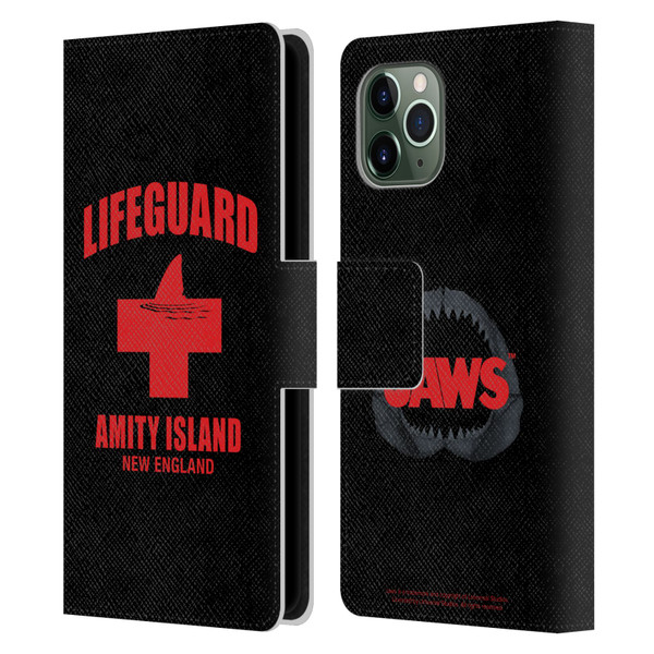 Jaws I Key Art Lifeguard Leather Book Wallet Case Cover For Apple iPhone 11 Pro