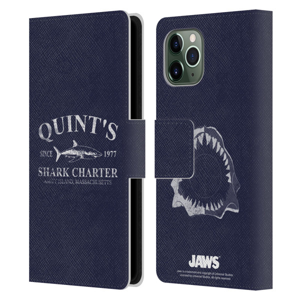 Jaws I Key Art Quint's Shark Charter Leather Book Wallet Case Cover For Apple iPhone 11 Pro