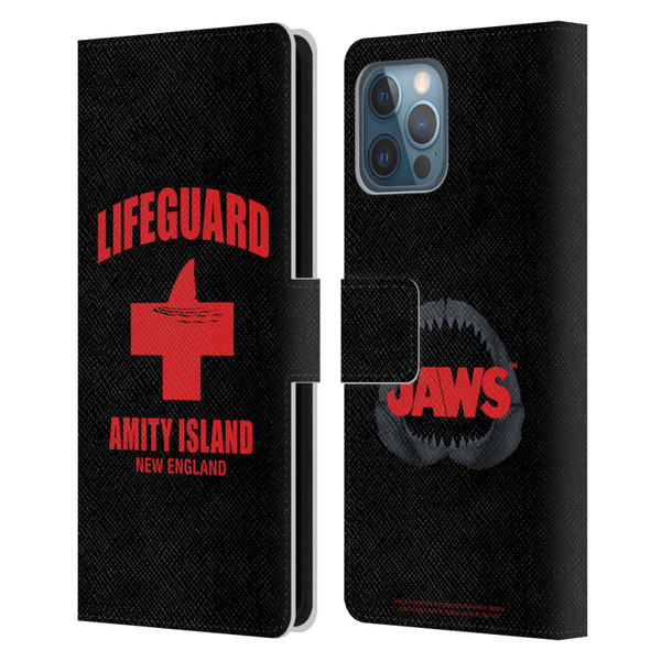 Jaws I Key Art Lifeguard Leather Book Wallet Case Cover For Apple iPhone 12 Pro Max