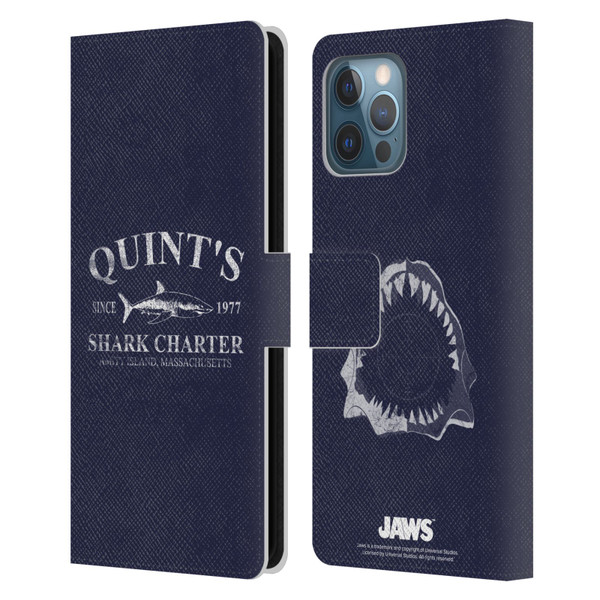 Jaws I Key Art Quint's Shark Charter Leather Book Wallet Case Cover For Apple iPhone 12 Pro Max