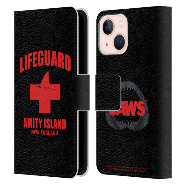 Jaws I Key Art Lifeguard Leather Book Wallet Case Cover For Apple iPhone 13 Mini