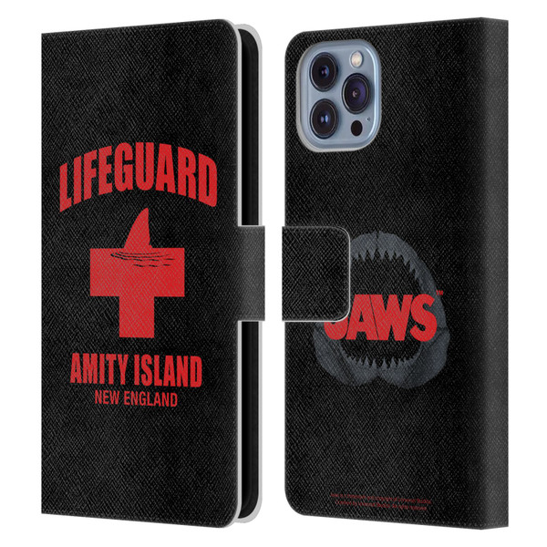 Jaws I Key Art Lifeguard Leather Book Wallet Case Cover For Apple iPhone 14