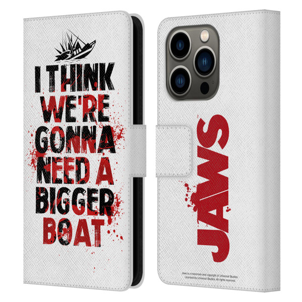 Jaws I Key Art Bigger Boat Leather Book Wallet Case Cover For Apple iPhone 14 Pro