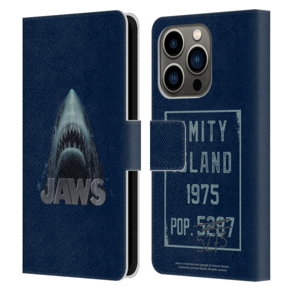 Jaws I Key Art Illustration Leather Book Wallet Case Cover For Apple iPhone 14 Pro