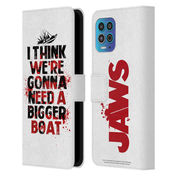 Jaws I Key Art Bigger Boat Leather Book Wallet Case Cover For Motorola Moto G100