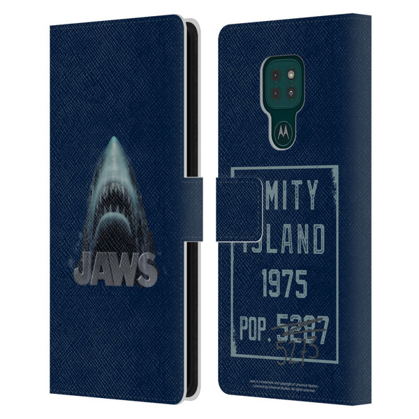 Jaws I Key Art Illustration Leather Book Wallet Case Cover For Motorola Moto G9 Play