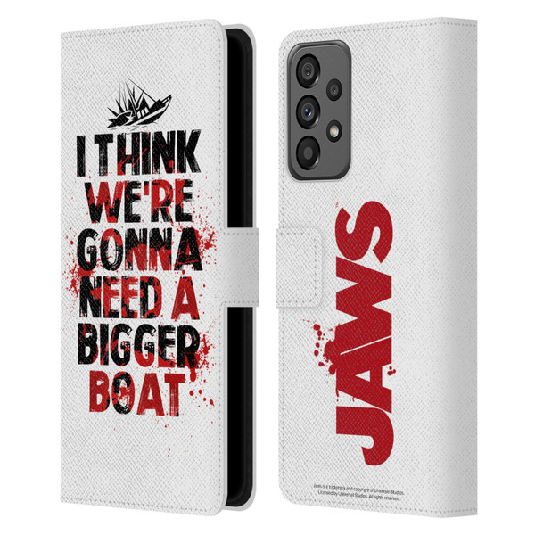 Jaws I Key Art Bigger Boat Leather Book Wallet Case Cover For Samsung Galaxy A73 5G (2022)