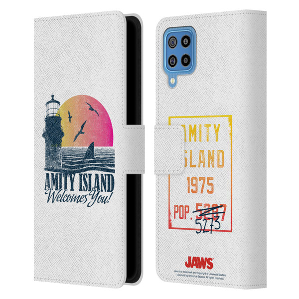 Jaws I Key Art Amity Island Leather Book Wallet Case Cover For Samsung Galaxy F22 (2021)