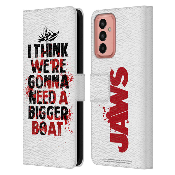 Jaws I Key Art Bigger Boat Leather Book Wallet Case Cover For Samsung Galaxy M13 (2022)