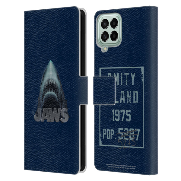 Jaws I Key Art Illustration Leather Book Wallet Case Cover For Samsung Galaxy M53 (2022)