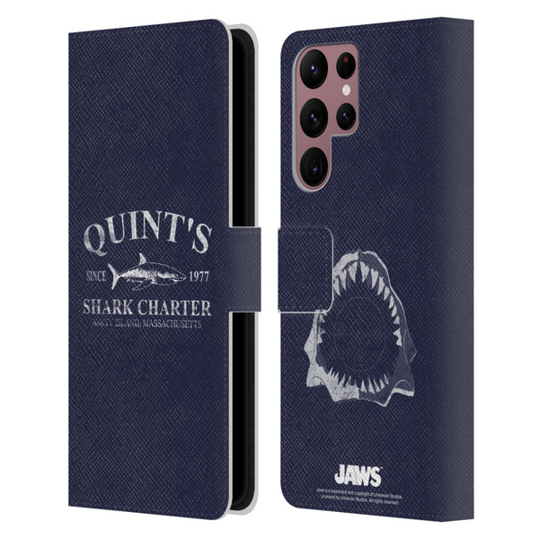 Jaws I Key Art Quint's Shark Charter Leather Book Wallet Case Cover For Samsung Galaxy S22 Ultra 5G