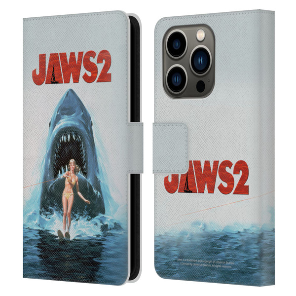 Jaws II Key Art Wakeboarding Poster Leather Book Wallet Case Cover For Apple iPhone 14 Pro