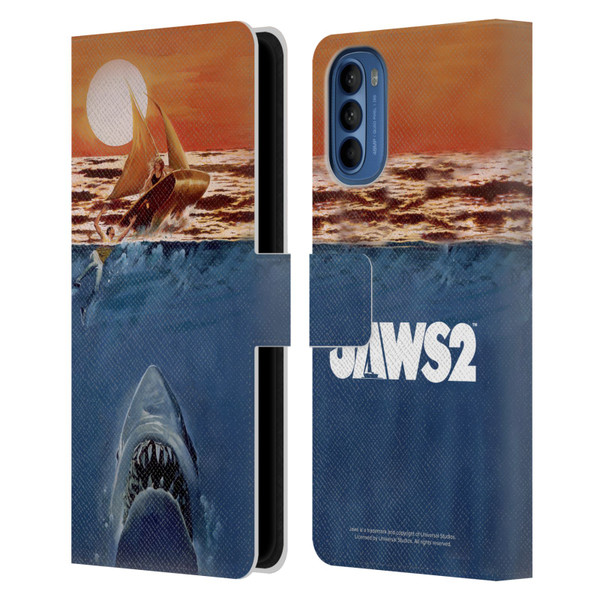 Jaws II Key Art Sailing Poster Leather Book Wallet Case Cover For Motorola Moto G41