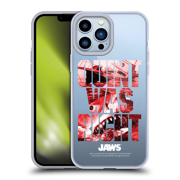 Jaws I Key Art Quint Was Right Soft Gel Case for Apple iPhone 13 Pro Max