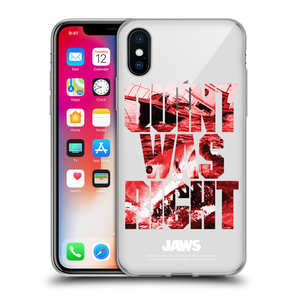 Jaws I Key Art Quint Was Right Soft Gel Case for Apple iPhone X / iPhone XS